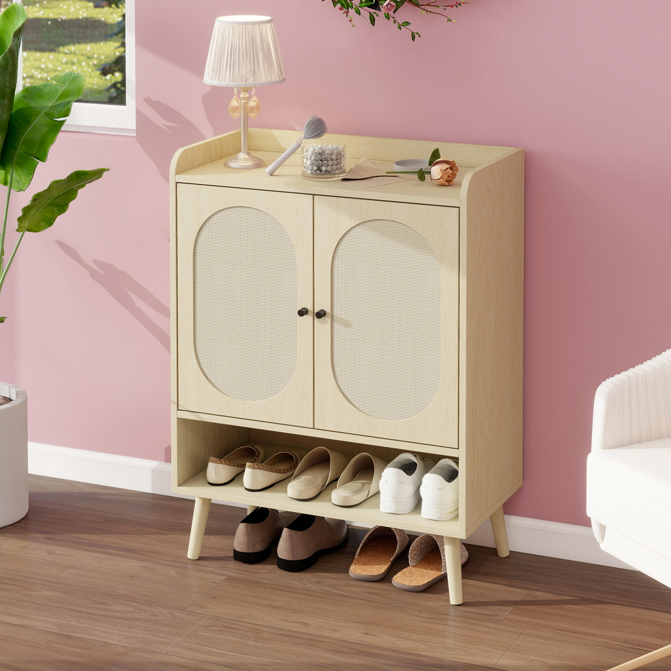 SCHUHSCHKRANK Braun 68/35/90 cm - Hellbraun, Holzwerkstoff (35/90/68cm) - Urban Meuble