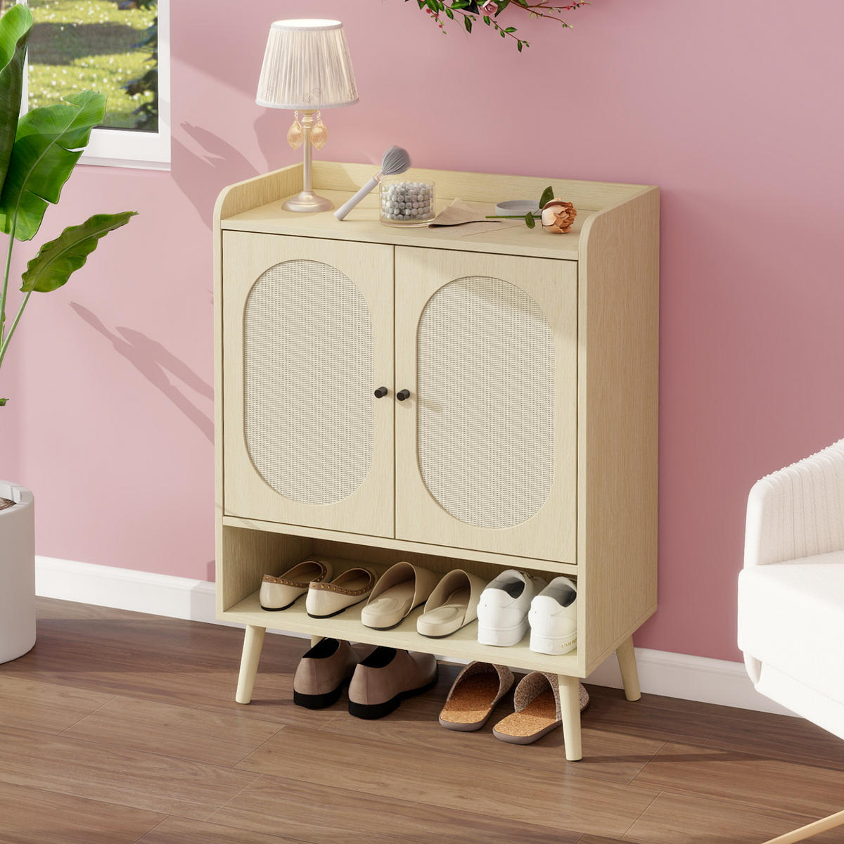 SCHUHSCHKRANK Braun 68/35/90 cm - Hellbraun, Holzwerkstoff (35/90/68cm) - Urban Meuble