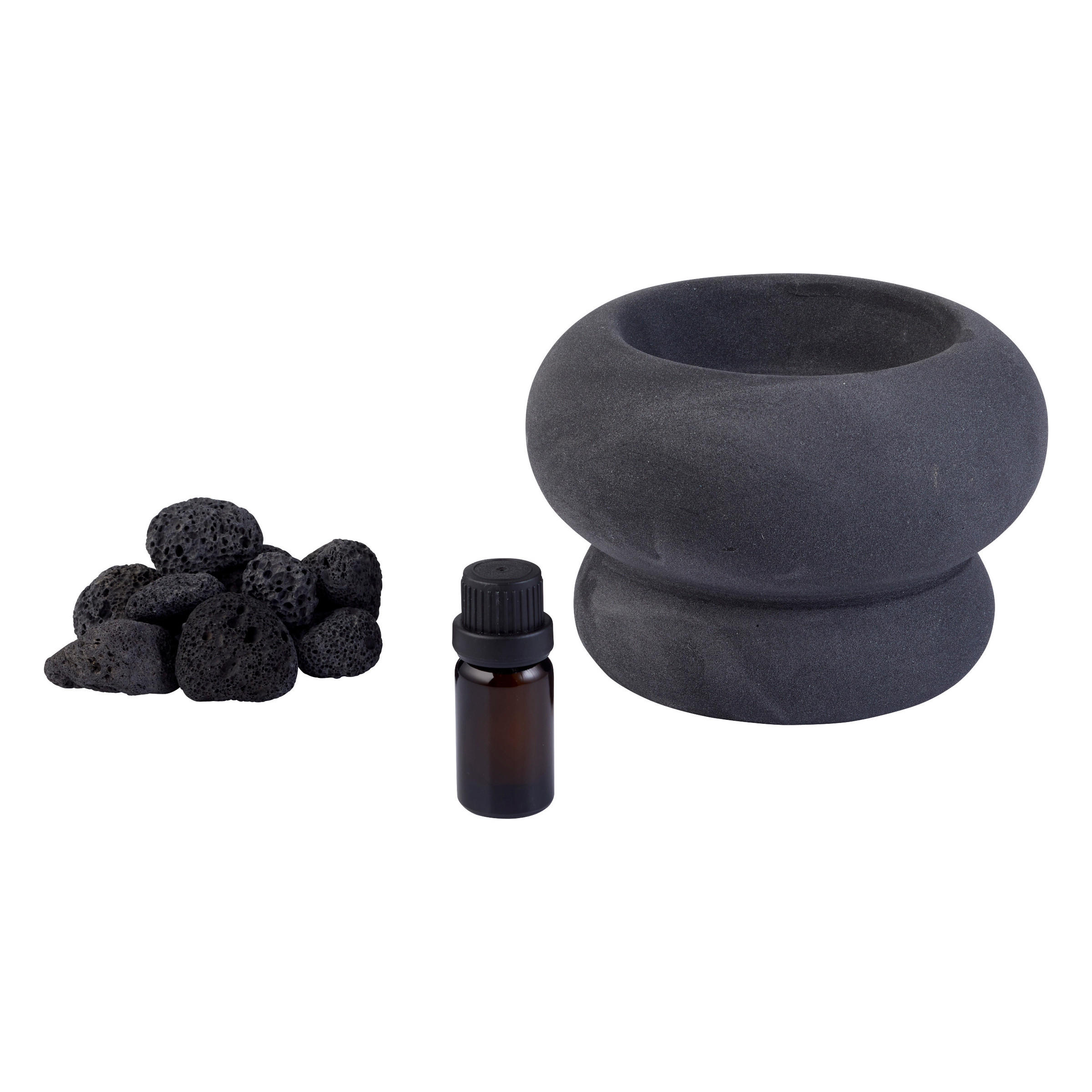 DUFTDIFFUSOR Malakite mit Steinen + 10 ml Duftöl - Schwarz, Keramik (13.8/9.8/13.8cm) - Atmosphera Createur d´interieur