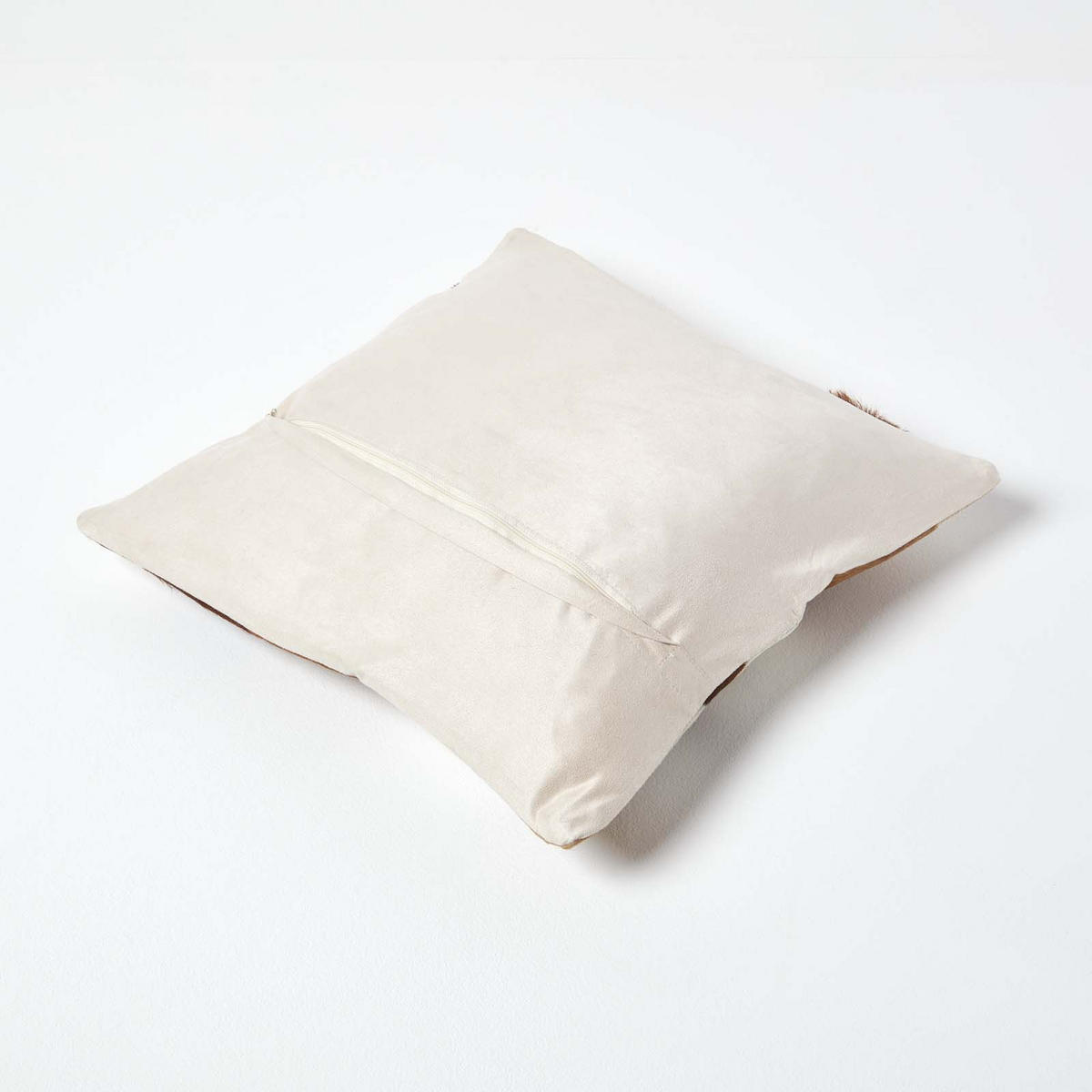 PATCHWORK-KISSEN Fell & Leder 45/45 cm - Braun, Leder/Textil (45/45cm) - Homescapes