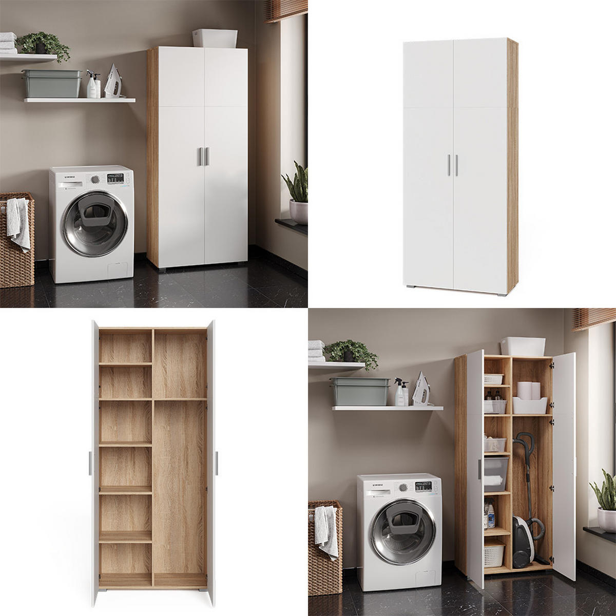 MEHRZWECKSCHRANK Ingo Sonoma 80 x 182.4 cm - Sonoma Eiche, Holzwerkstoff (80/182.4/37cm) - Vicco