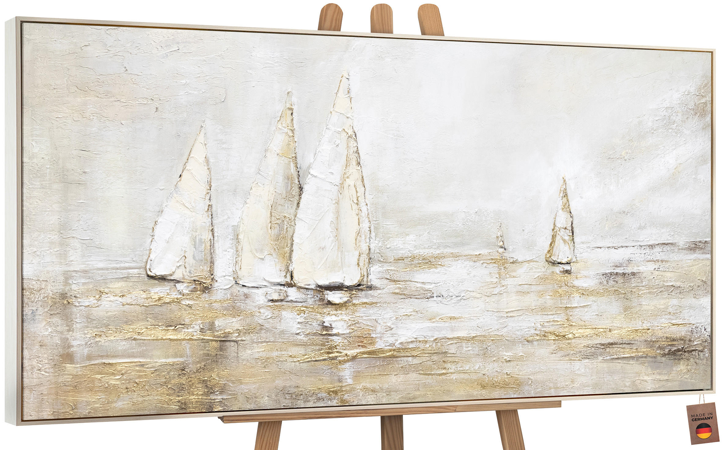 GEMÄLDE Sonnenblendung Schattenfugenrahmen Beige 200x100 cm - Beige, Holz (200/100cm) - YS-art gallery