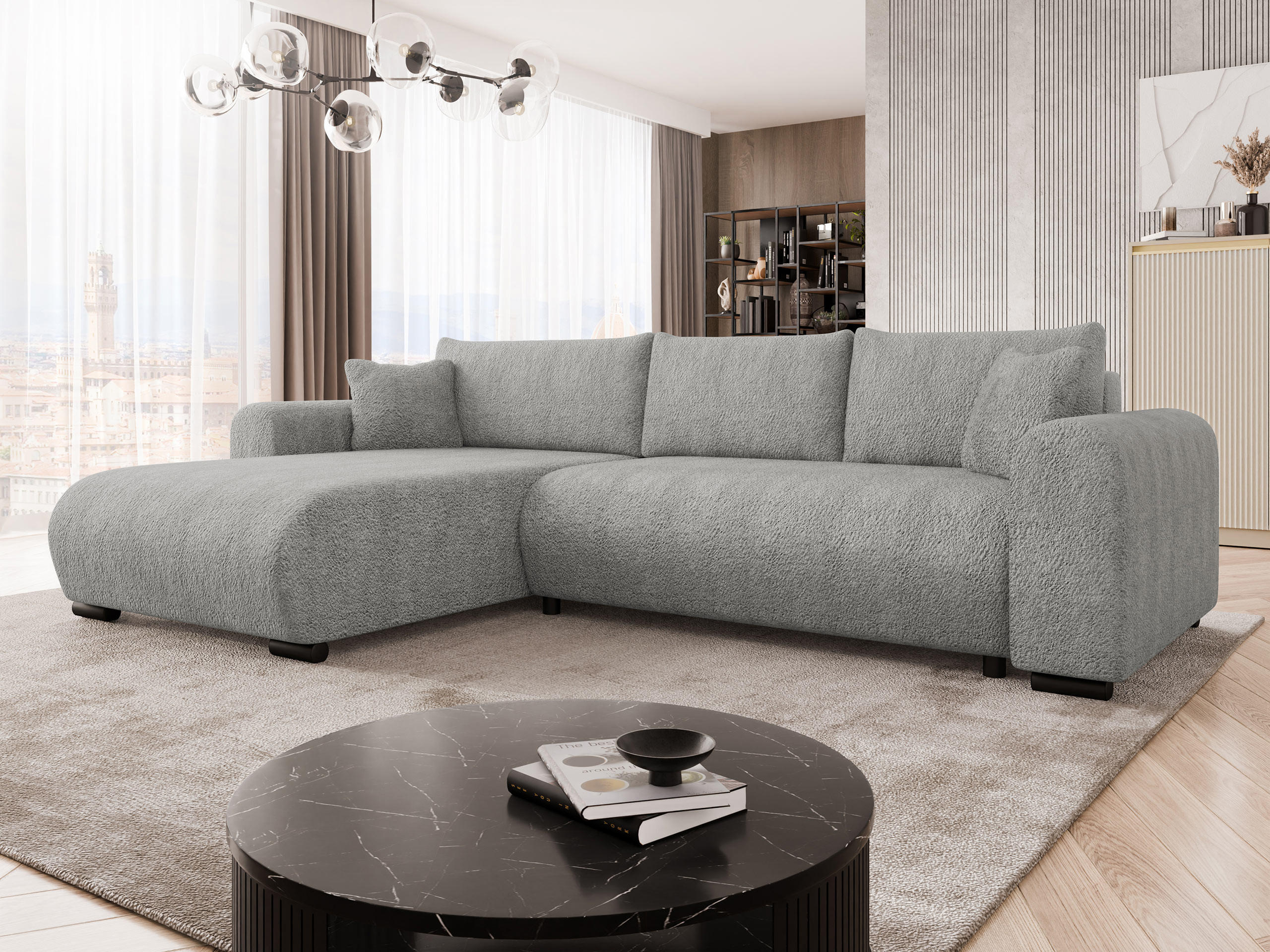 ECKSOFA Merkos - Schwarz/Grau, Holz/Textil (285/188cm) - MIRJAN24