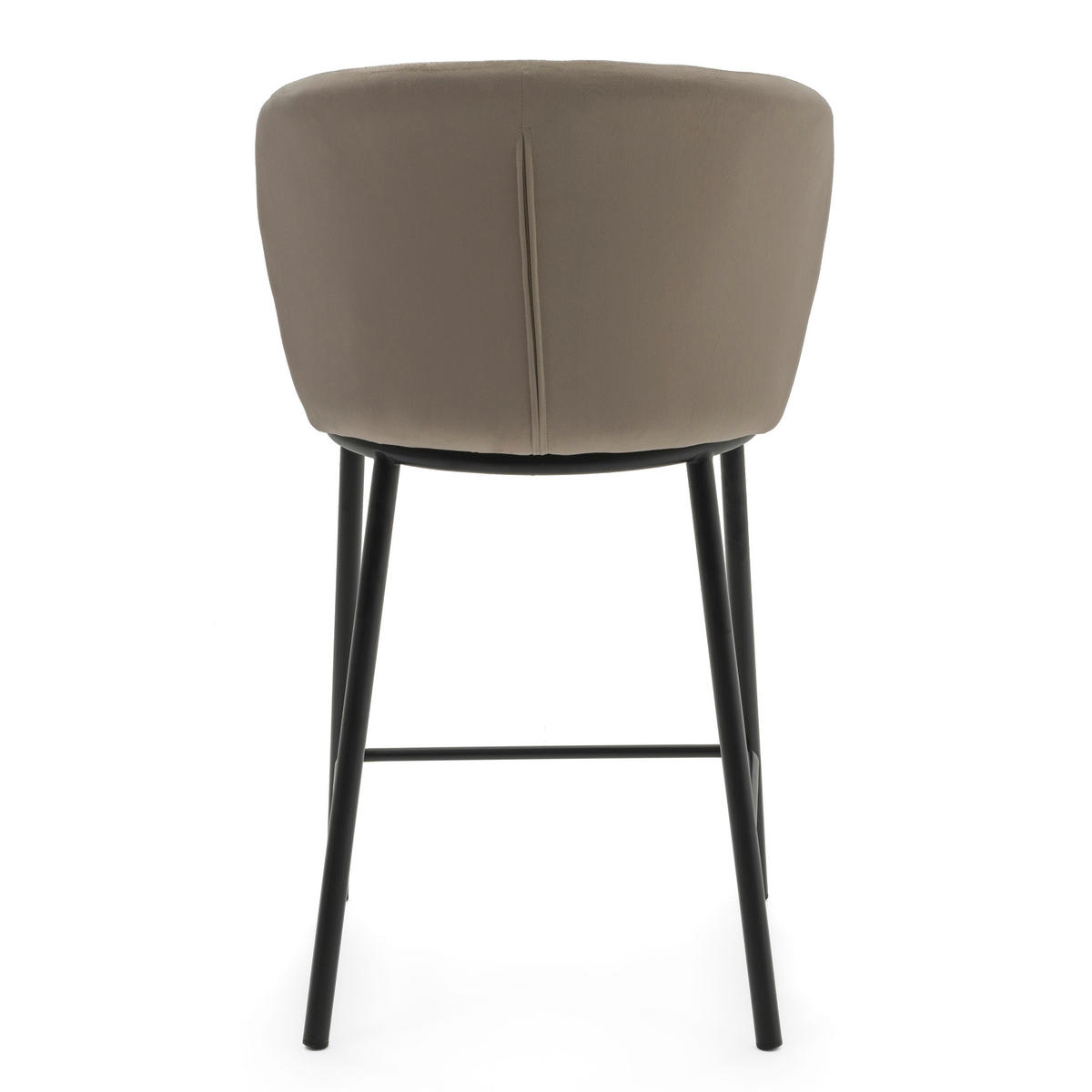 BARHOCKER BARI gepolsterter mit Steppung - dunkelbeige - Samt Velour - Schwarz/Braun, Textil/Metall (55/94/57cm) - NEW HOME