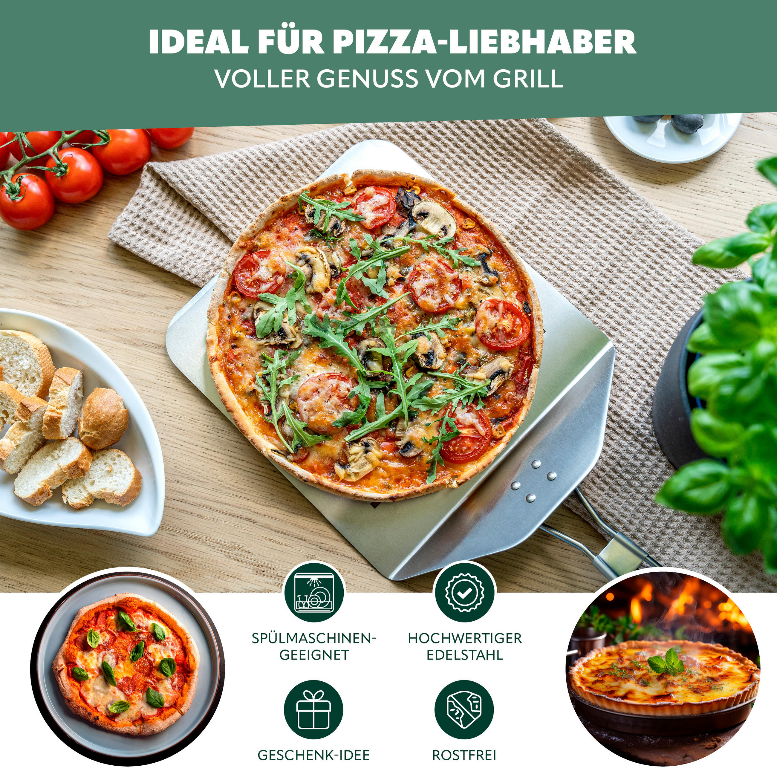 PIZZAHEBER, silber, Edelstahl - Edelstahlfarben, Metall (24/24/55cm) - bremermann
