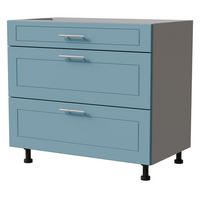 SCHUBLADENUNTERSCHRANK Bari D3/90 Grau / RAL 5024 pastellblau 90 / 50 / 82cm HETTICH Vollauszug - Blau/Grau, Holz/Holzwerkstoff (90/82/50cm) - Feldmann-Wohnen