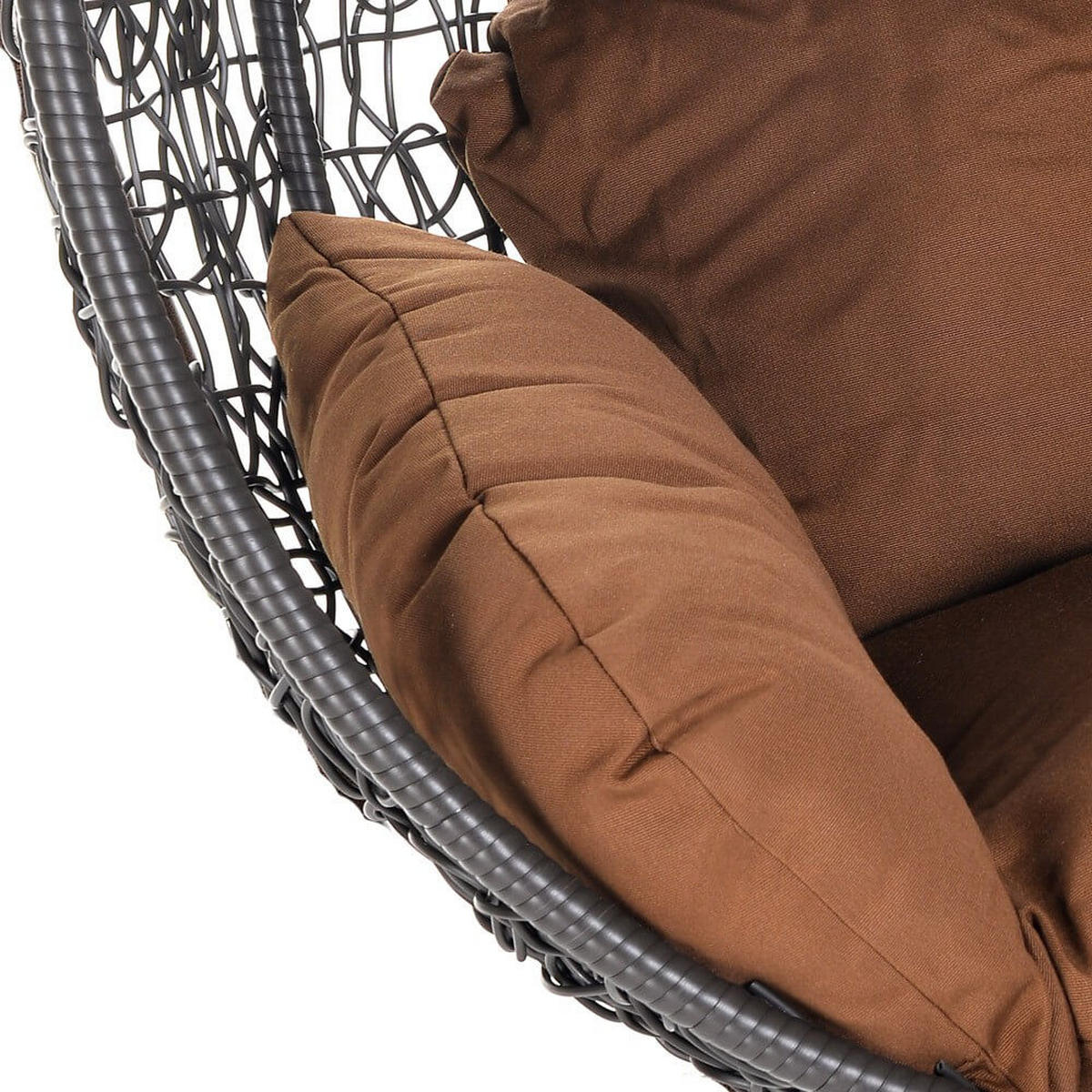 HÄNGESESSEL CIELO - Braun, Korb + Kissen - Grau, Kunststoff (100/123/80cm) - Home Deluxe
