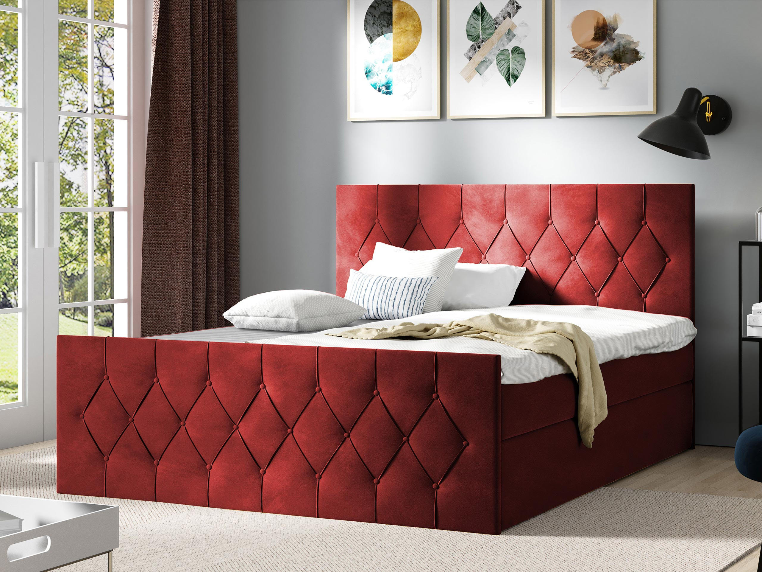 BOXBETT Sky Lux - Rot, Holz (120/200cm) - MIRJAN24