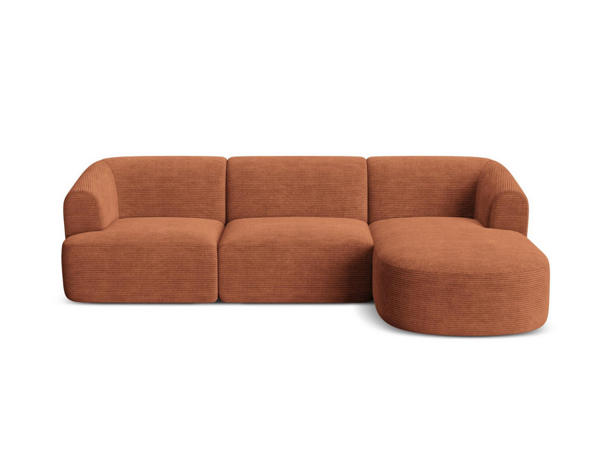 MODULARES-ECKSOFA rechts Campi aus Cord terrakotta 4 Sitzplätze - Terracotta, Textil (156/256cm) - Cosmopolitan Design