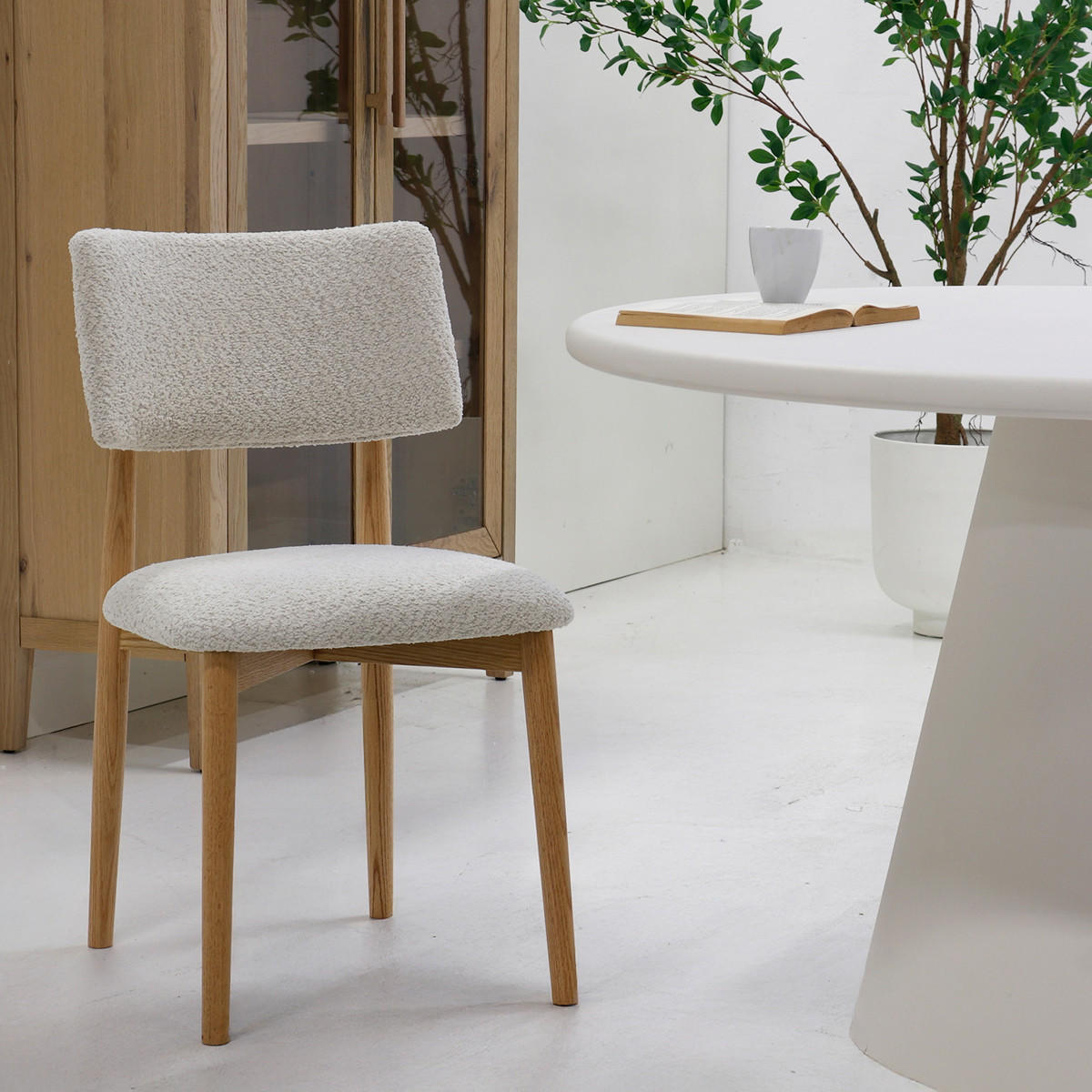 ESSZIMMERSTUHL 2er Set 2er Set aus Stoff mit Eichenholz, beige - Beige, Holz (47/81/52cm) - Giga Meubel