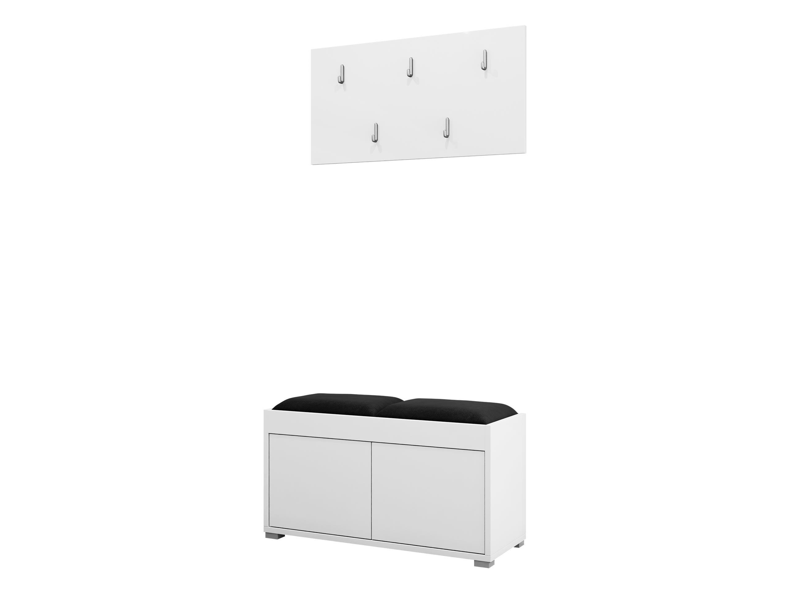 GARDEROBEN-SET Gesita VII - Silberfarben/Schwarz, Holzwerkstoff/Kunststoff (84/45/35cm) - MIRJAN24