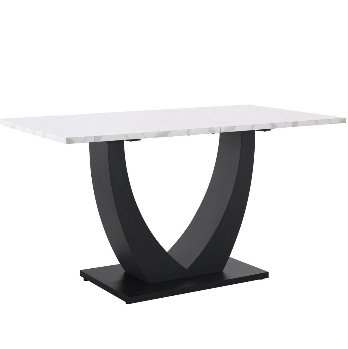 JEDÁLENSKÝ stôl, 140/75/75,5 cm, MDF/kov, biela/čierna s dekorom mramoru - biela, kompozitné drevo (140/75/75.5cm) - BEAOK