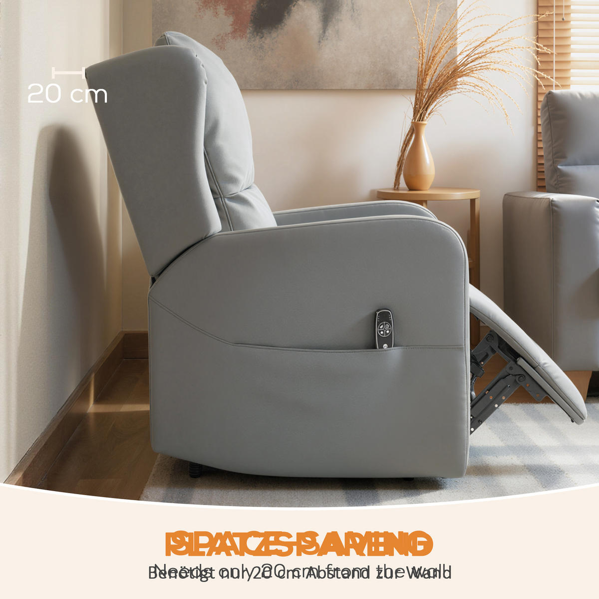 MASSAGESESSEL Elektrisch mit 3D Knetmassage Grau - Grau, Textil (77/107/89cm) - HOMCOM