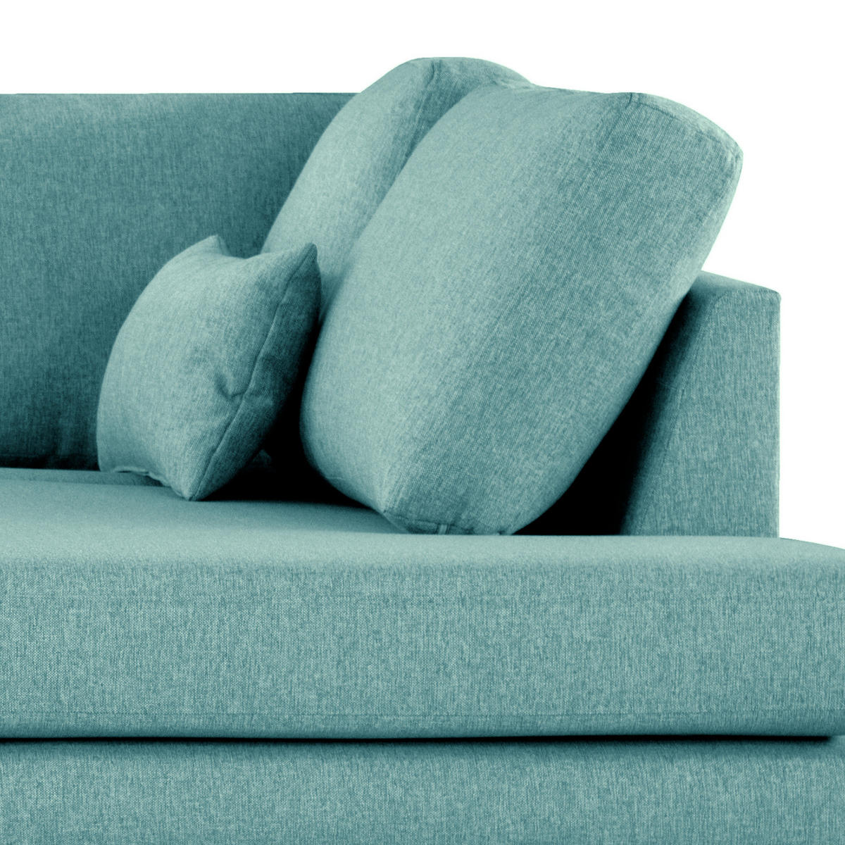 WOHNLANDSCHAFT mit Longchair - Eichefarben/Petrol, Eichenholz/Textil (371/81/219cm) - home24