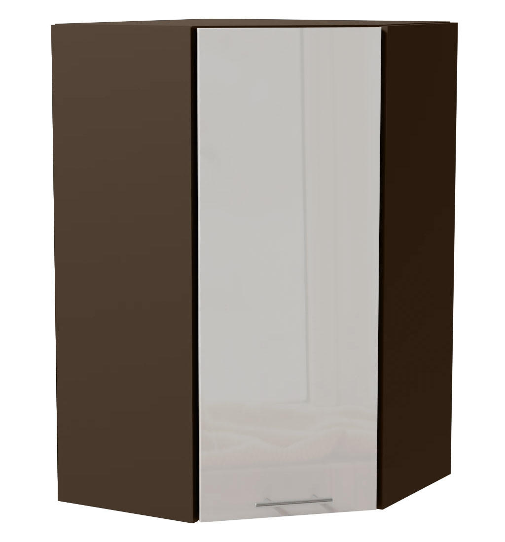 Feldmann-Wohnen Eck-Hängeschrank Weiß Hochglanz, Dunkelgrau 60x96x60 cm