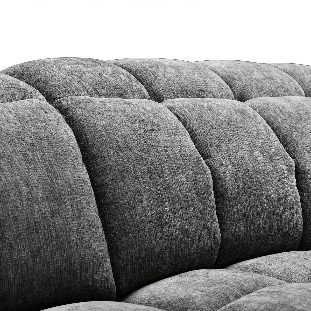 ECKSOFA mit Longchair - Grau - Chenille - Braun/Grau, Textil/Metall (266/178cm) - home24