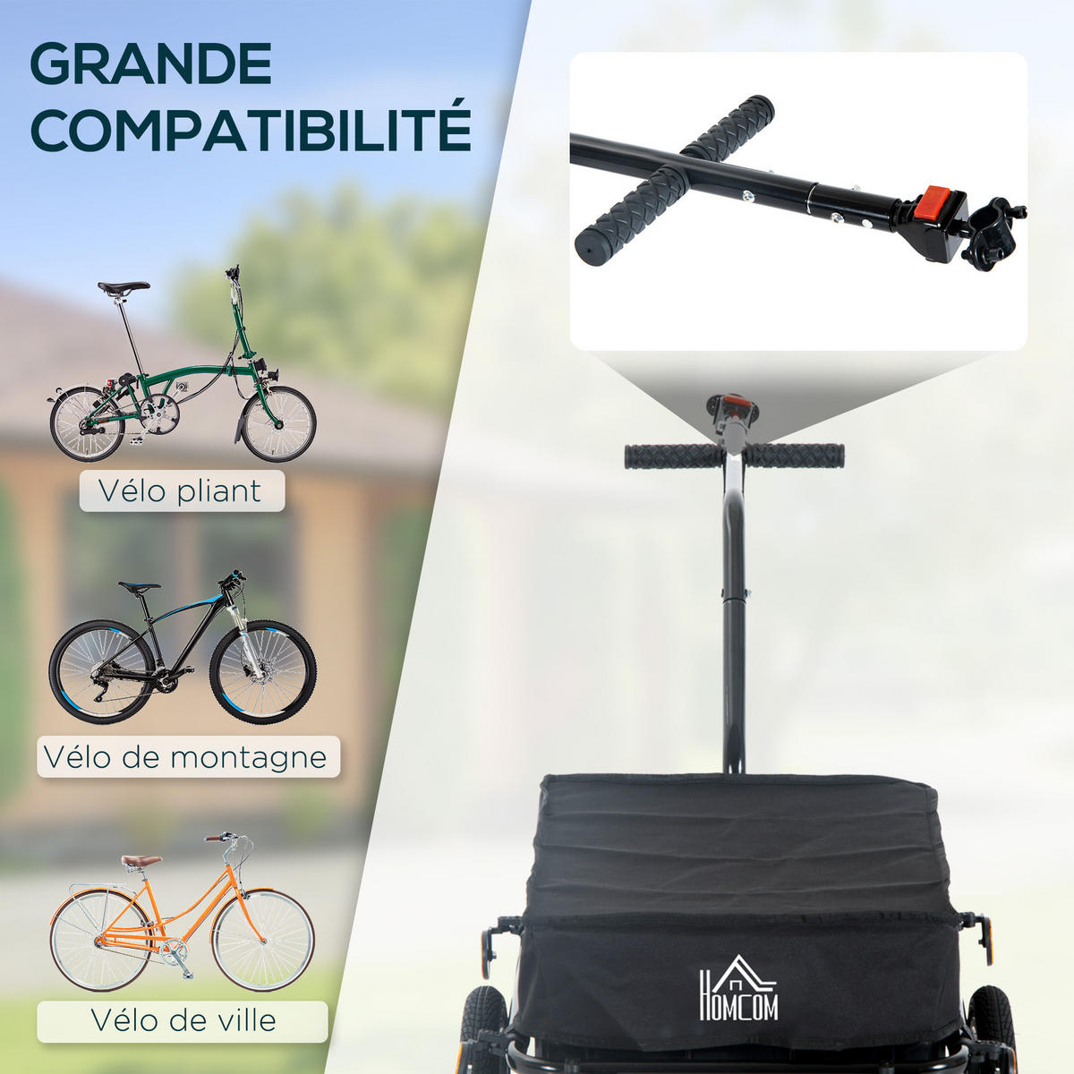FAHRRADANHÄNGER DE-18132 2-in-1, 70L Ladekapazität Schwarz - Schwarz, Metall (59/80/144cm) - ComfortXL