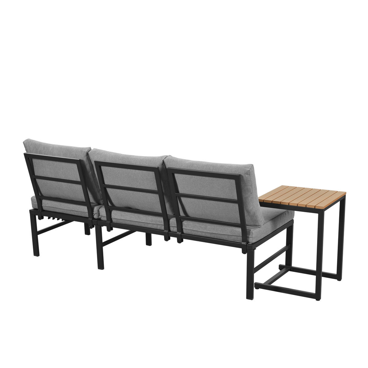 GARTENMÖBEL-SET 3-Sitzer Sofa Verstellbar Tisch Stahl Grau - Grau, Textil - FLIEKS