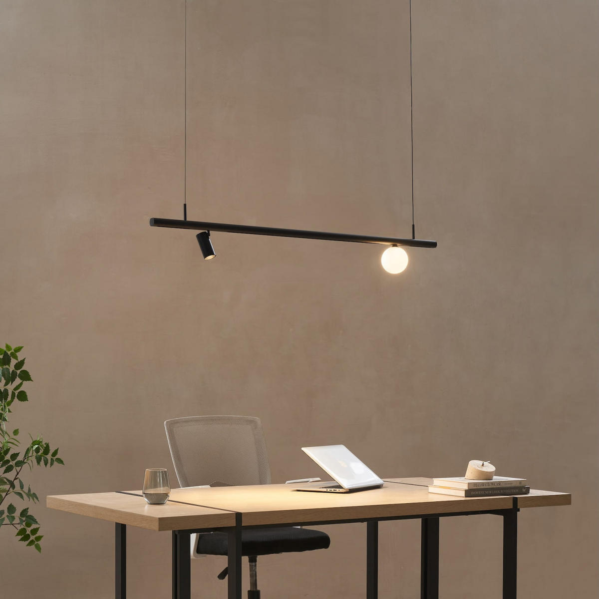 PENDELLEUCHTE MIT SPOTSTRAHLERN Lyne, Schwarz und weiß, 125cm - Weiß, Glas (125/125/8.5cm) - KOSILUM