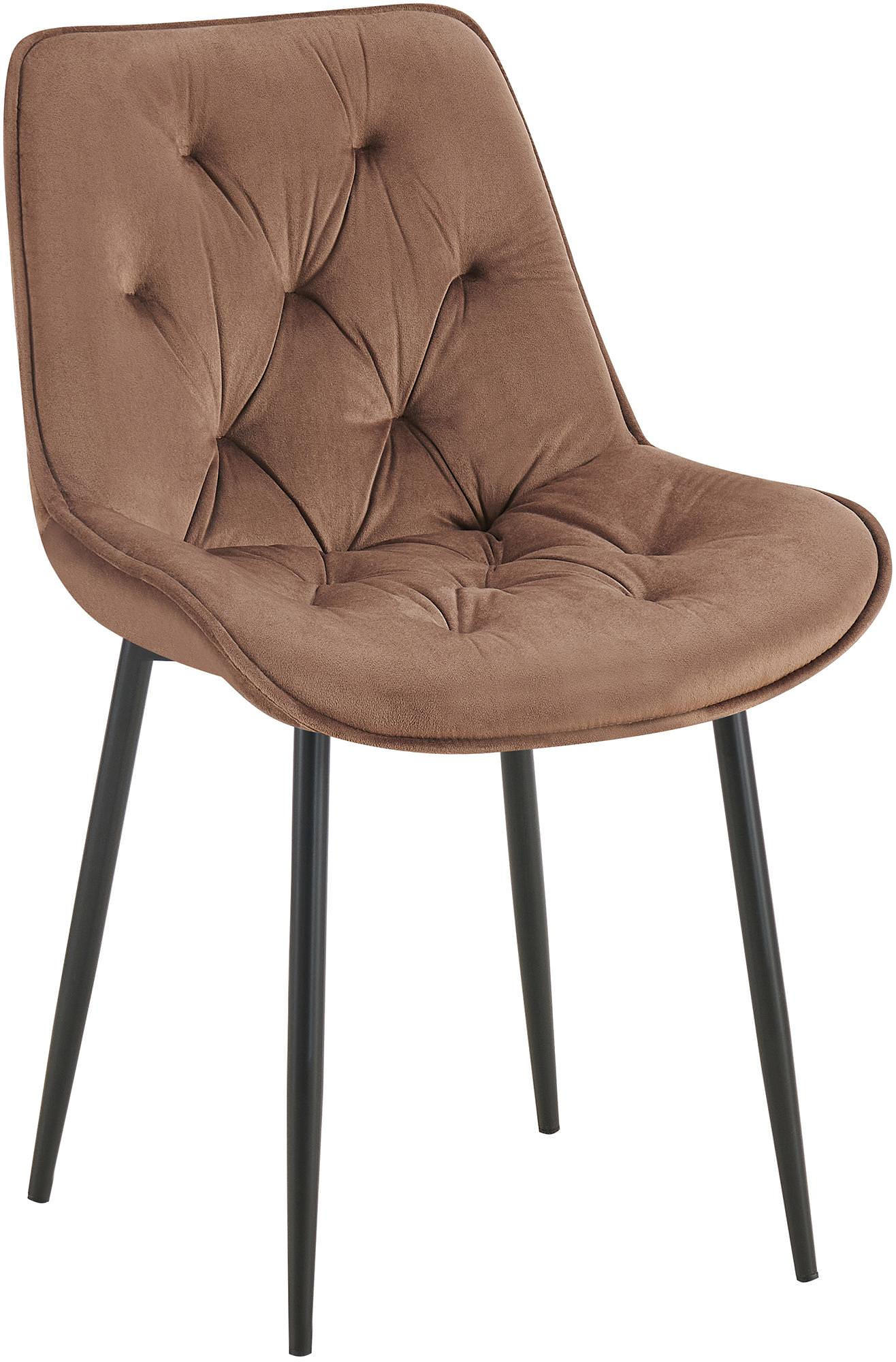 STUHL Samt braun - Schwarz/Braun, Textil/Metall (52/84/59cm) - CLP