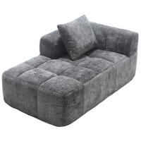 SOFA s ležaljkom, 158/90/60 cm, ženil siva, s bočnim džepovima i jastukom - siva, tekstil (60/158/90cm) - BEAOK