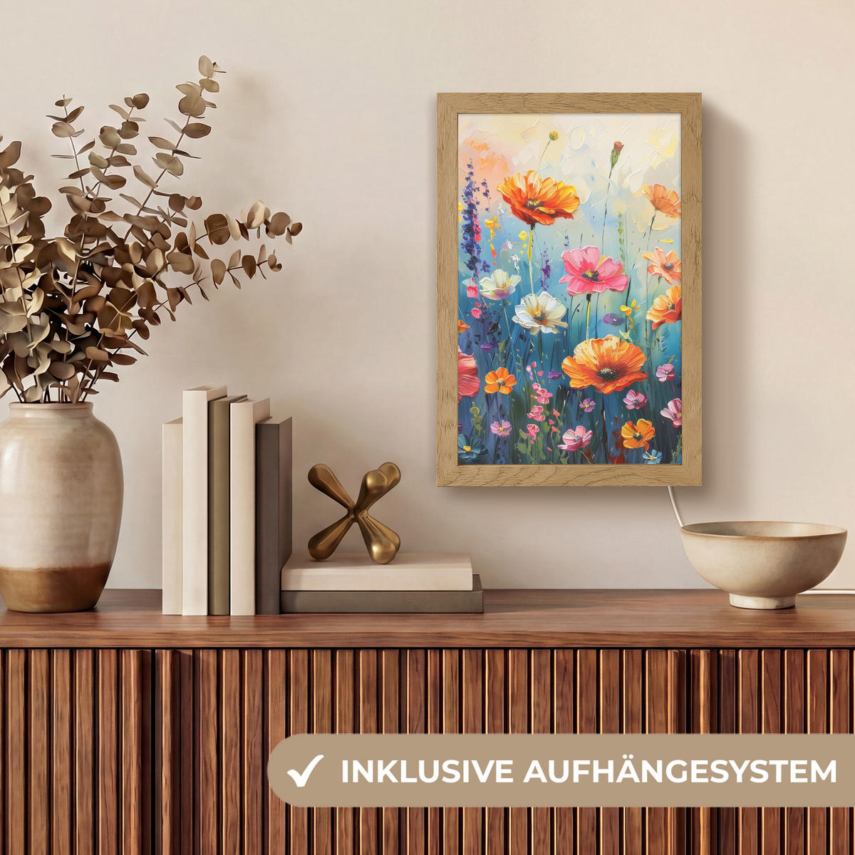 STOLNÁ LAMPA Kvety - Príroda - Akvarel - Umenie 20x30 cm - staroružová, kompozitné drevo (8/20/30cm) - OnlyWow