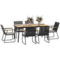 SITZGRUPPE 7-teilig Metall Essgruppe für 6 Personen Esstisch mit Tisch 6 Stühlen - Naturfarben, Metall - Outsunny