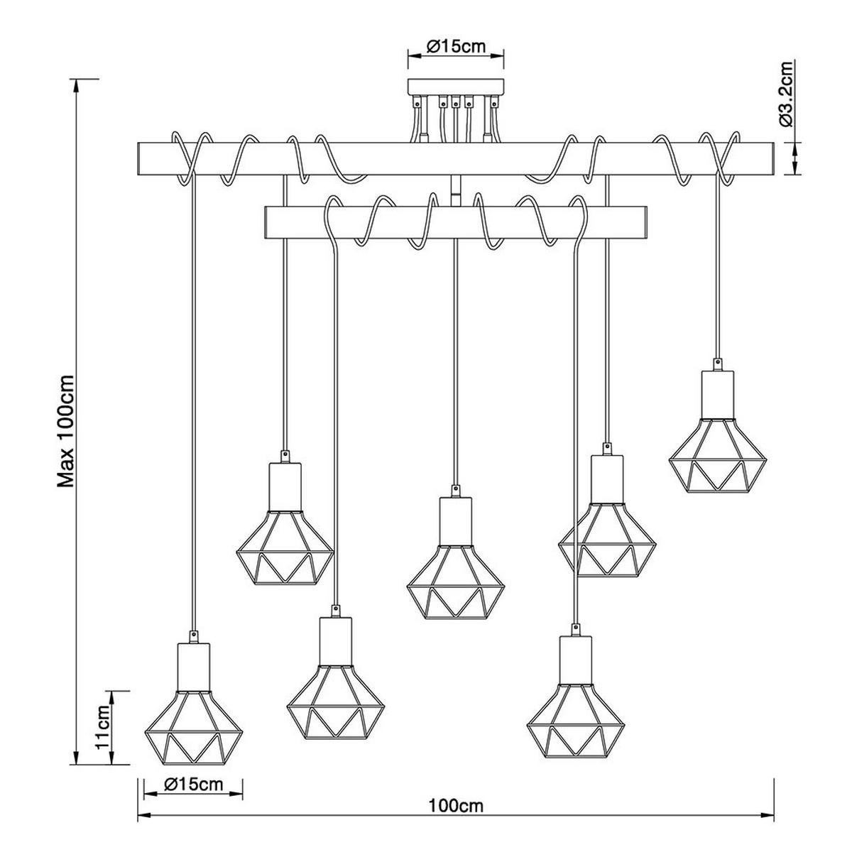 HÄNGELEUCHTE XARA I Schwarz Matt - Schwarz, Metall (100/15/100cm) - Globo Lighting