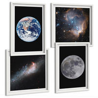 BILDER SET 4er Set - 50x50 cm & 40x60 cm Weißer Rahmen - Galaxie Weltraum Mond - Weiß, Kunststoff (50/50cm) - TULUP