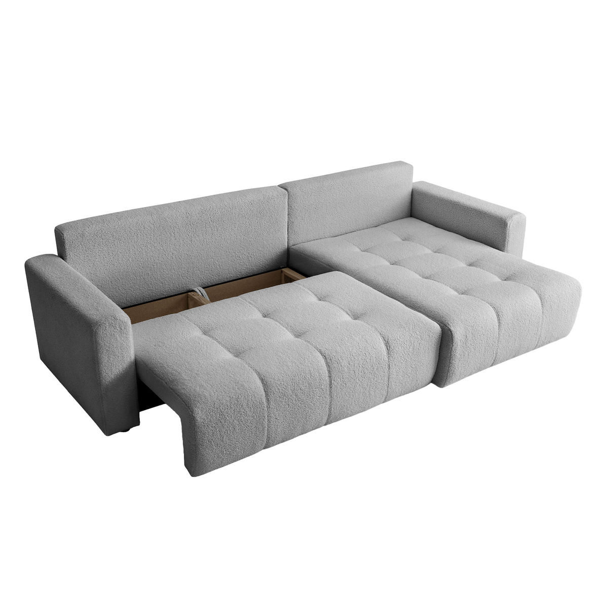 ECKSOFA WALONGO mit Schlaffunktion, Hellgrau - Hellgrau, Textil (261/143cm) - Fedve
