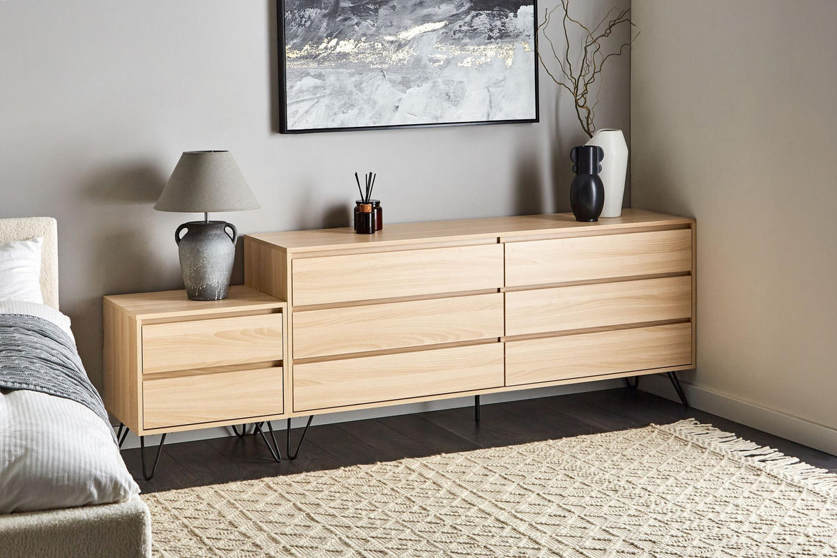 KOMODA s 6 zásuvkami Světle hnědá Cardigan - světle hnědá, kompozitní dřevo (160/70/40cm) - Beliani