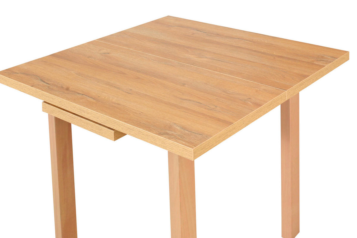 ESSTISCH Max 7, 80-110/80 cm, grandson - Birkefarben, Holz (80/80/76cm) - Leaf Design