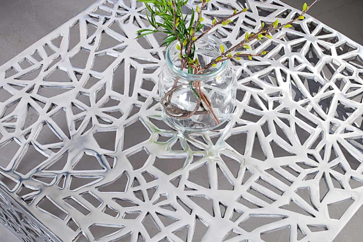 COUCHTISCH ABSTRACT rechteckig Silber 60cm - Silberfarben, Metall (60/60/32cm) - riess-ambiente