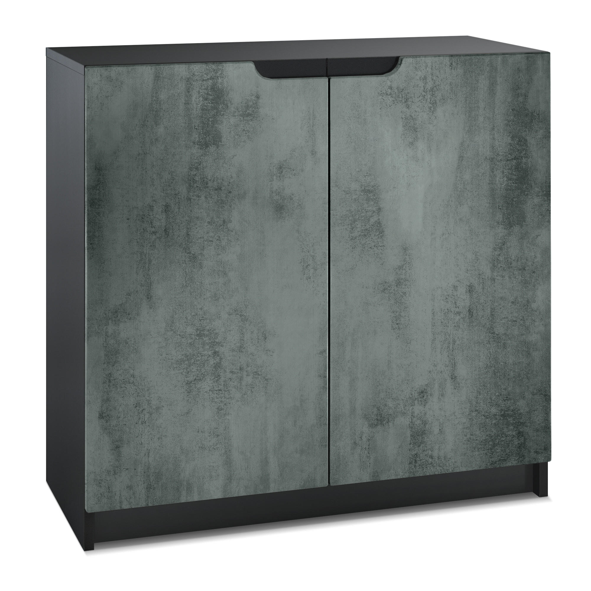 KOMMODE Logan Fronten in Beton Dunkel Optik - Dunkelgrau, Holzwerkstoff (82/78/37cm) - Vladon