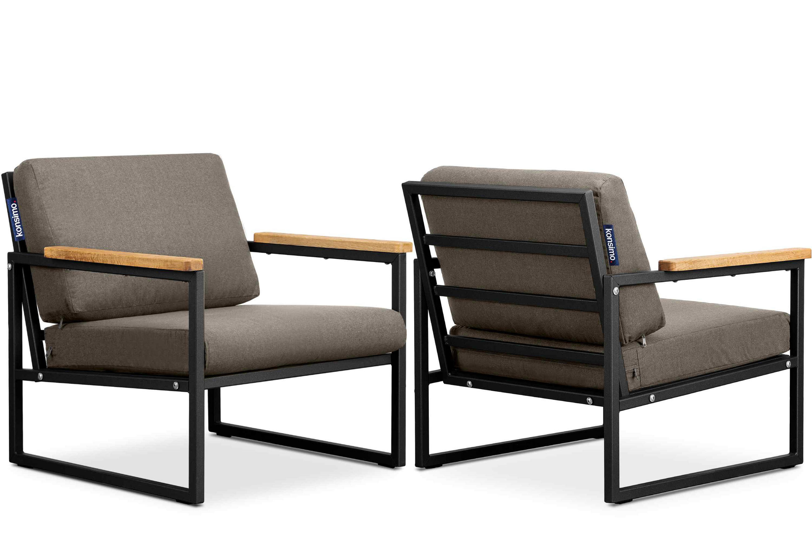 GARTENSET TRIBO Industriestil für 4 Personen, schwarz - Beige/Schwarz, Metall - KONSIMO®