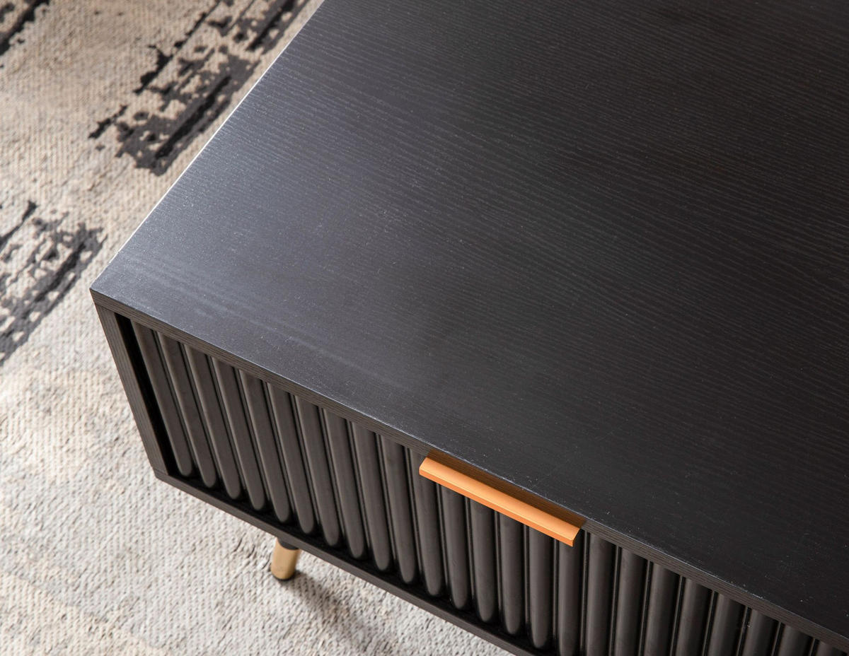 COUCHTISCH Schwarz Eiche-Dekor mit Stauraum 110x60x43 cm Metallbeine - Goldfarben/Schwarz, Holzwerkstoff/Metall (60/110/43cm) - KADIMA DESIGN