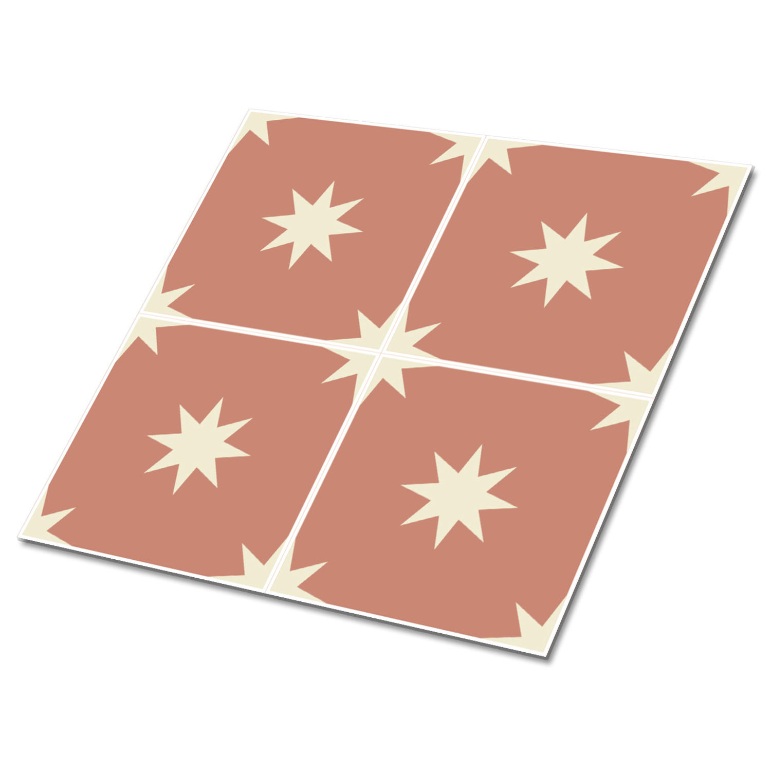FLIESENAUFKLEBER 9 Stück 30x30 cm selbstklebend Sterne im Quadrat - Orange, Textil (30/1.6/30cm) - TULUP