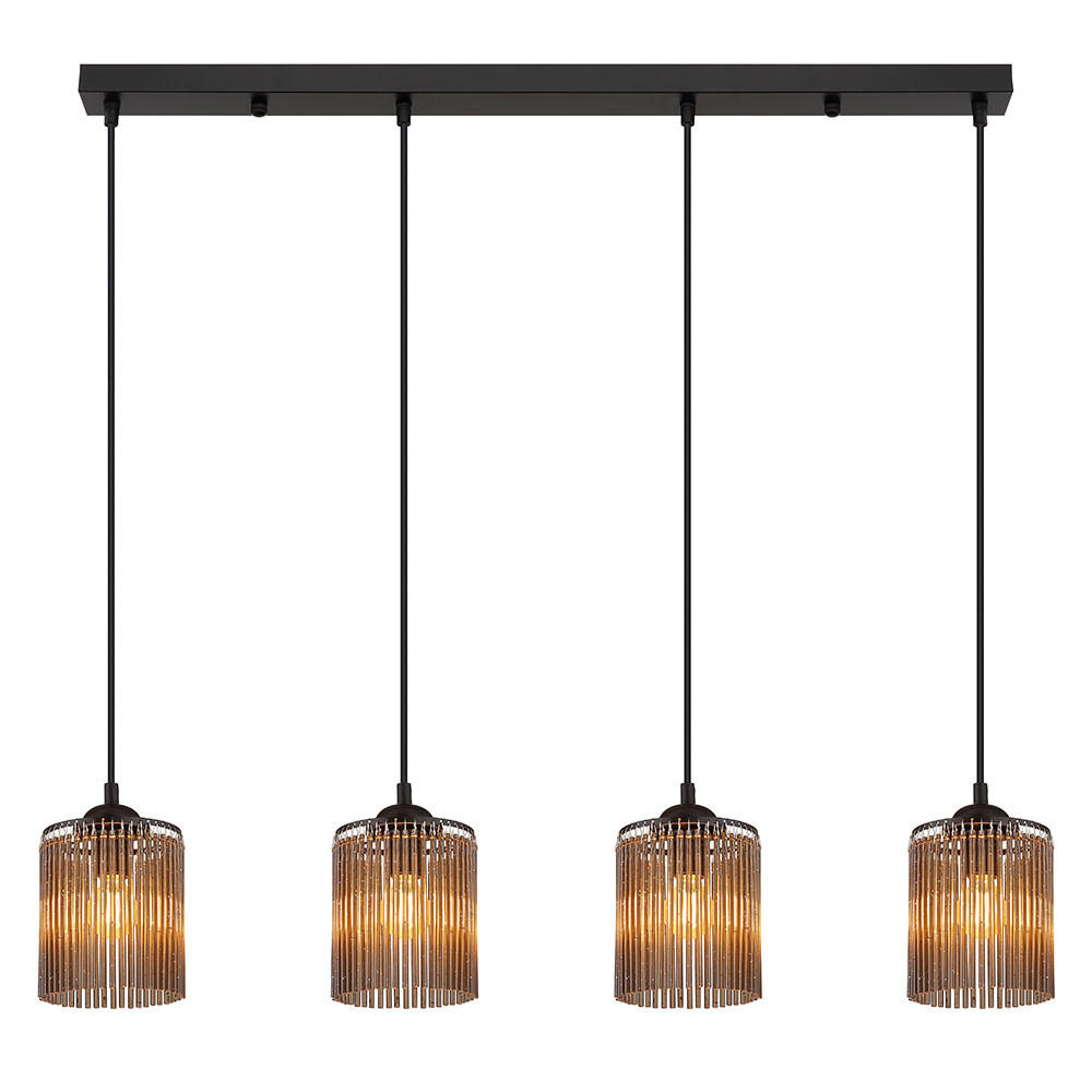 PENDELLEUCHTE LEEDS Rauchglas Grau - Grau, Metall (87/12/133cm) - Nowa