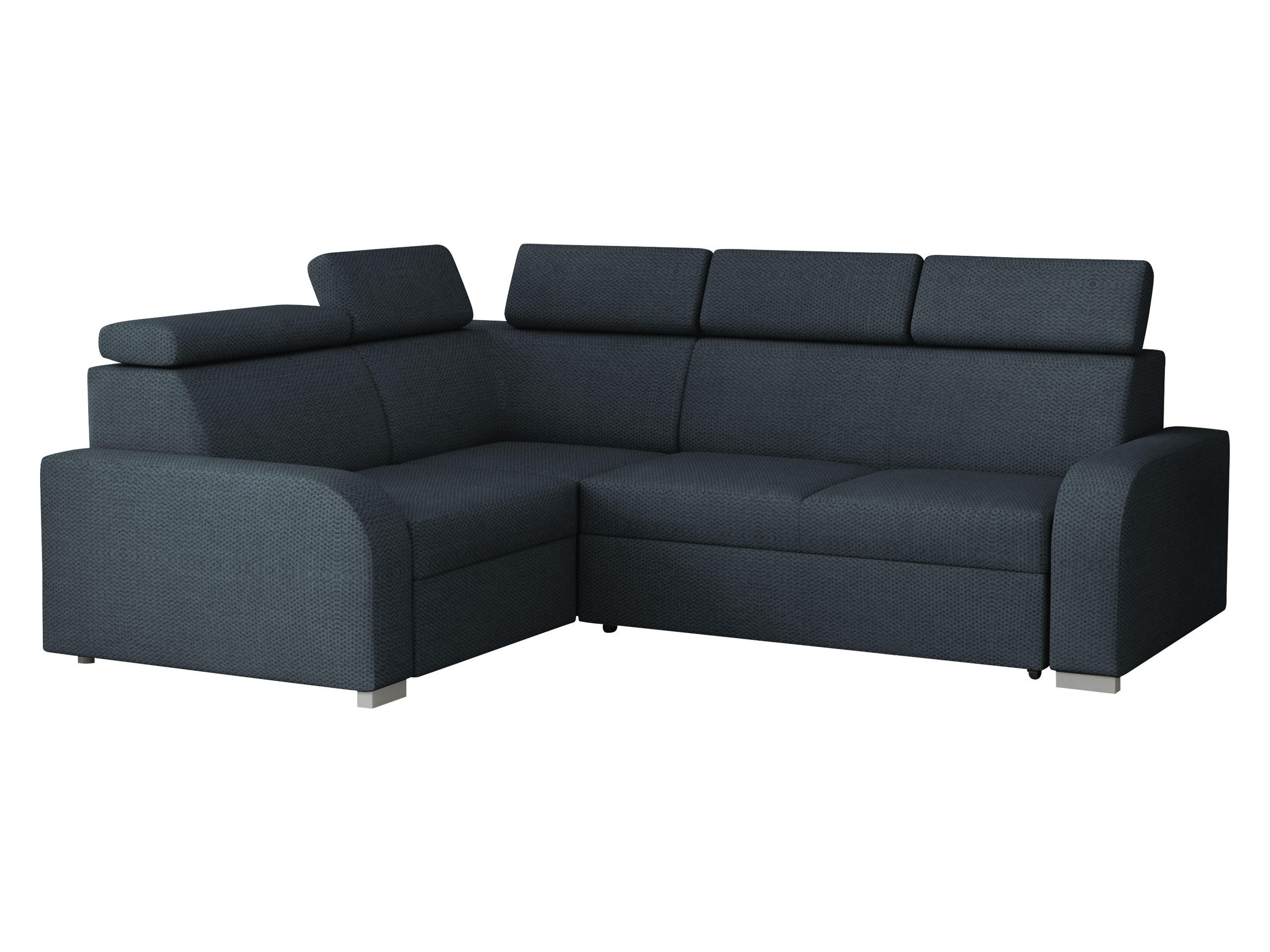 ECKSOFA Oslo 2rR1 80 - Silberfarben/Dunkelblau, Holz/Kunststoff (250/200cm) - MIRJAN24