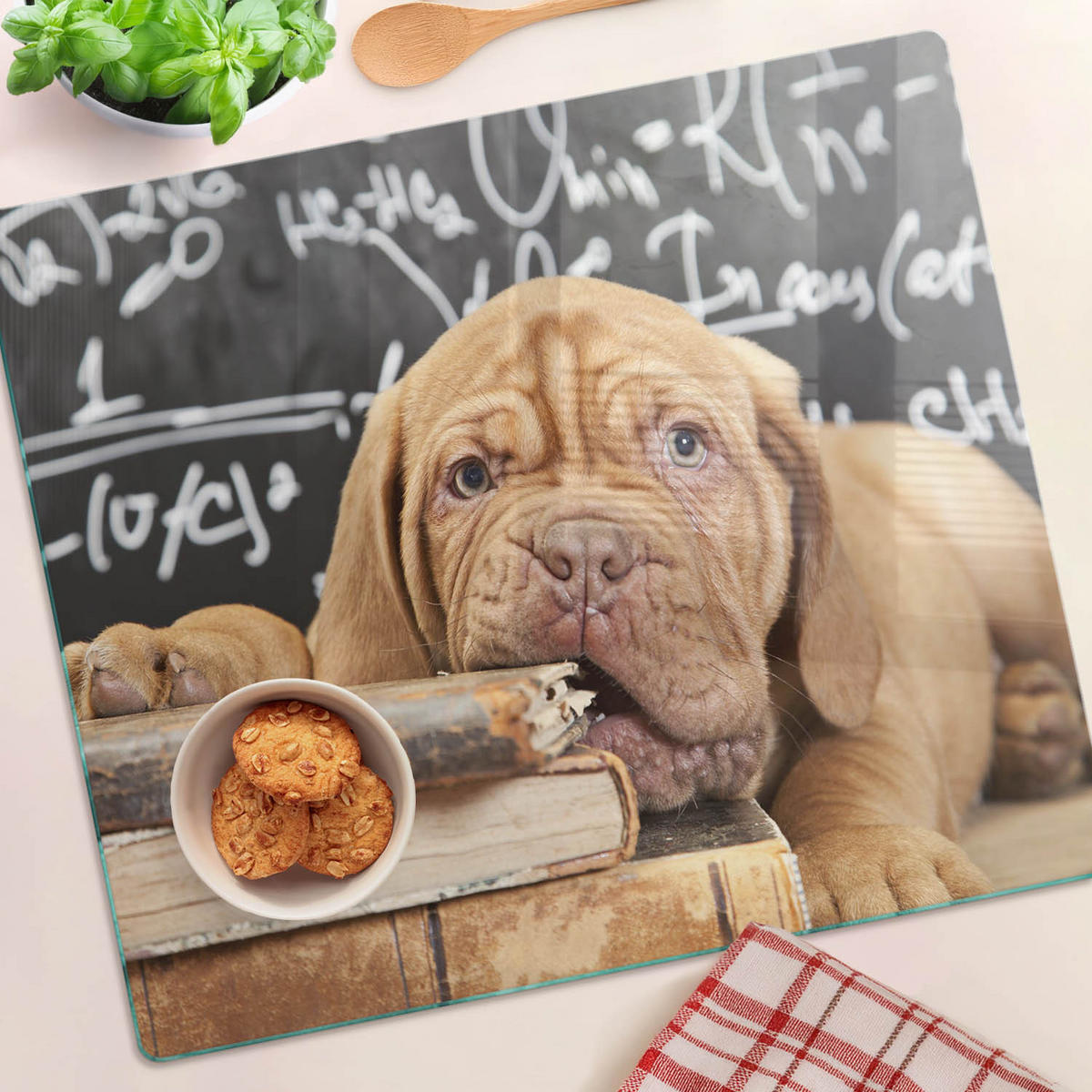 GLASPLATTE 60x52 cm Buch "Hundebisse" - Multicolor/Dunkelblau, Glas (60/0.4/52cm) - TULUP