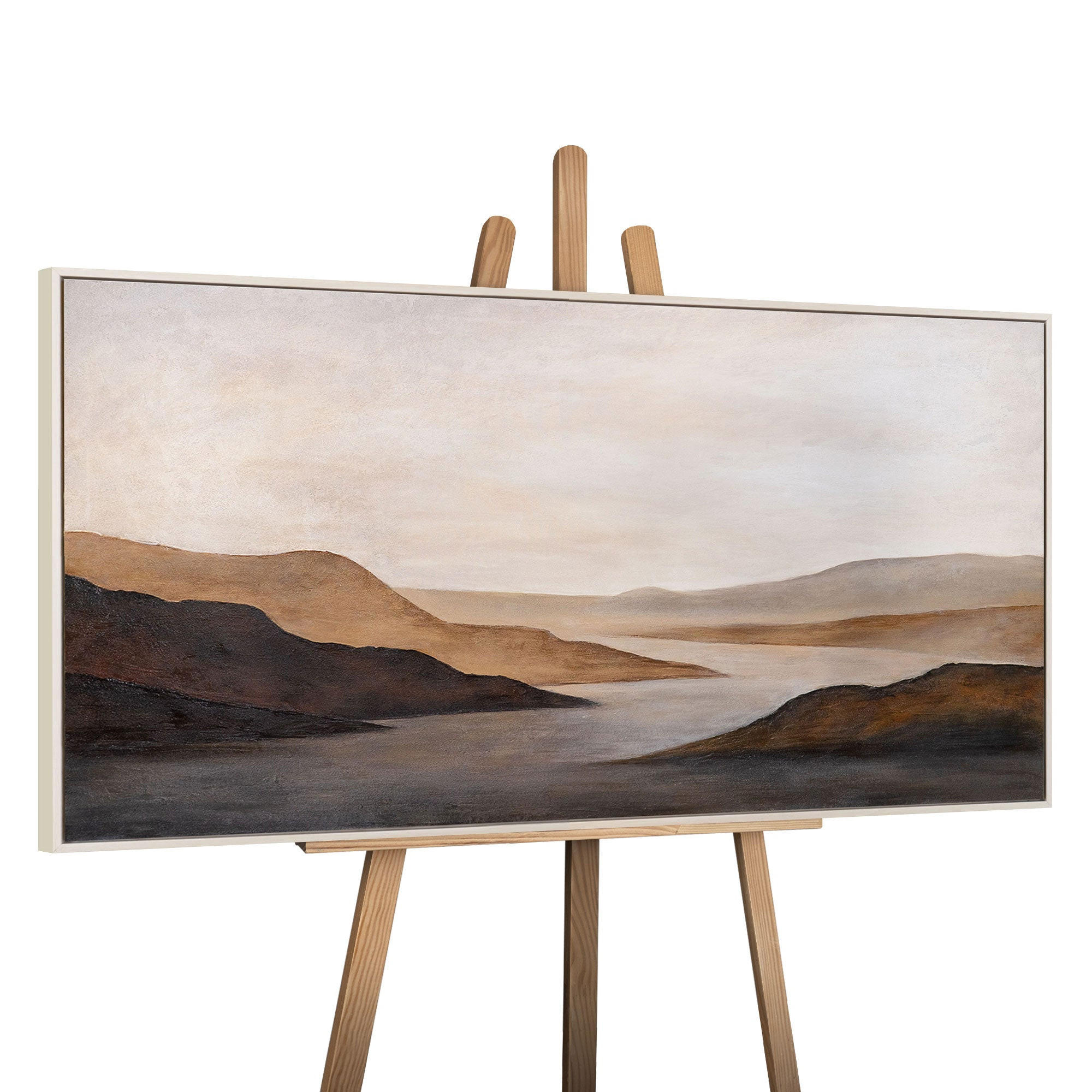 GEMÄLDE Sanfter Sonnenaufgang Schattenfugenrahmen Beige 160x80 cm - Beige, Holz (160/80cm) - YS-art gallery