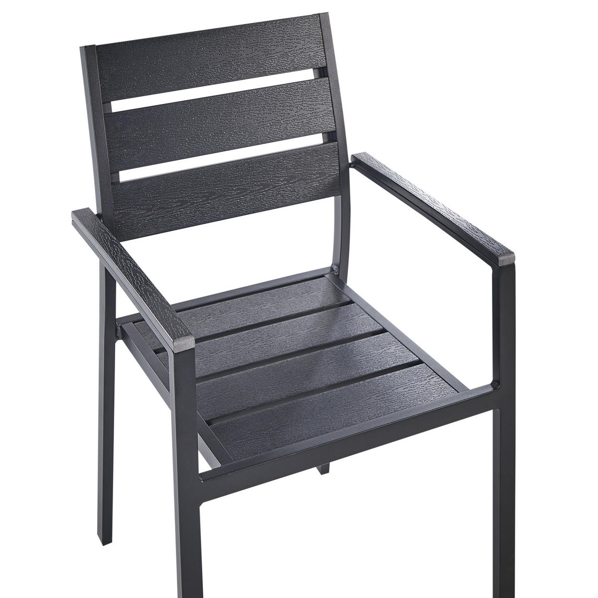 GARTENMÖBEL SET 6-Sitzer Aluminium schwarz Vernio - Schwarz, Kunststoff - Beliani