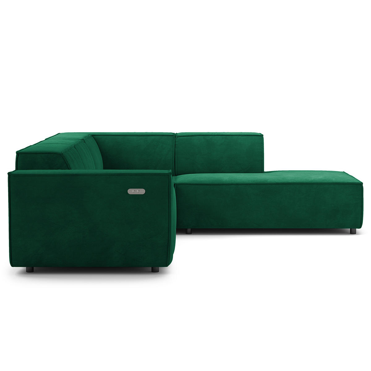ECKSOFA mit Ottomane - Dunkelgrün/Schwarz, Kunststoff/Textil (260/234cm) - home24