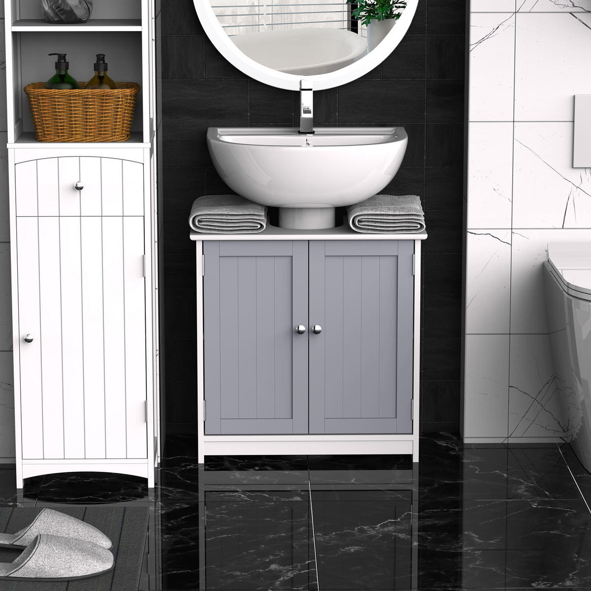 HÄNGESCHRANK Weiß, Grau 1 Stück - Weiß, Kunststoff (60/60/30cm) - GiPP