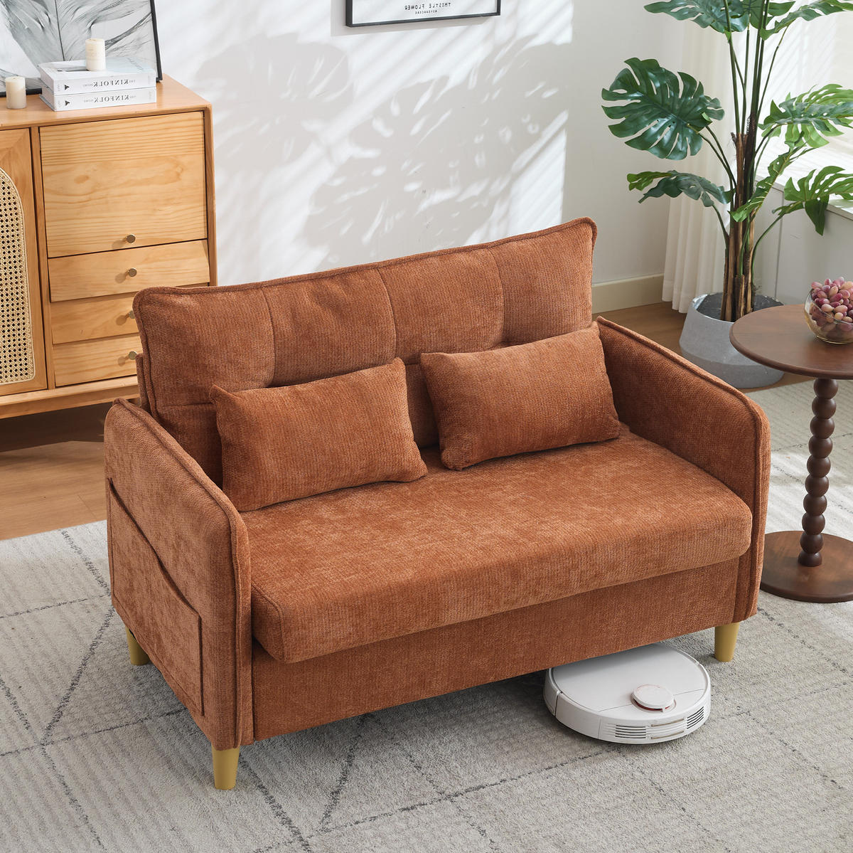 SOFA 2-Sitzer mit Armlehnen 127 cm Brown - Braun, Holzwerkstoff (127/83/75.5cm) - Meubliv