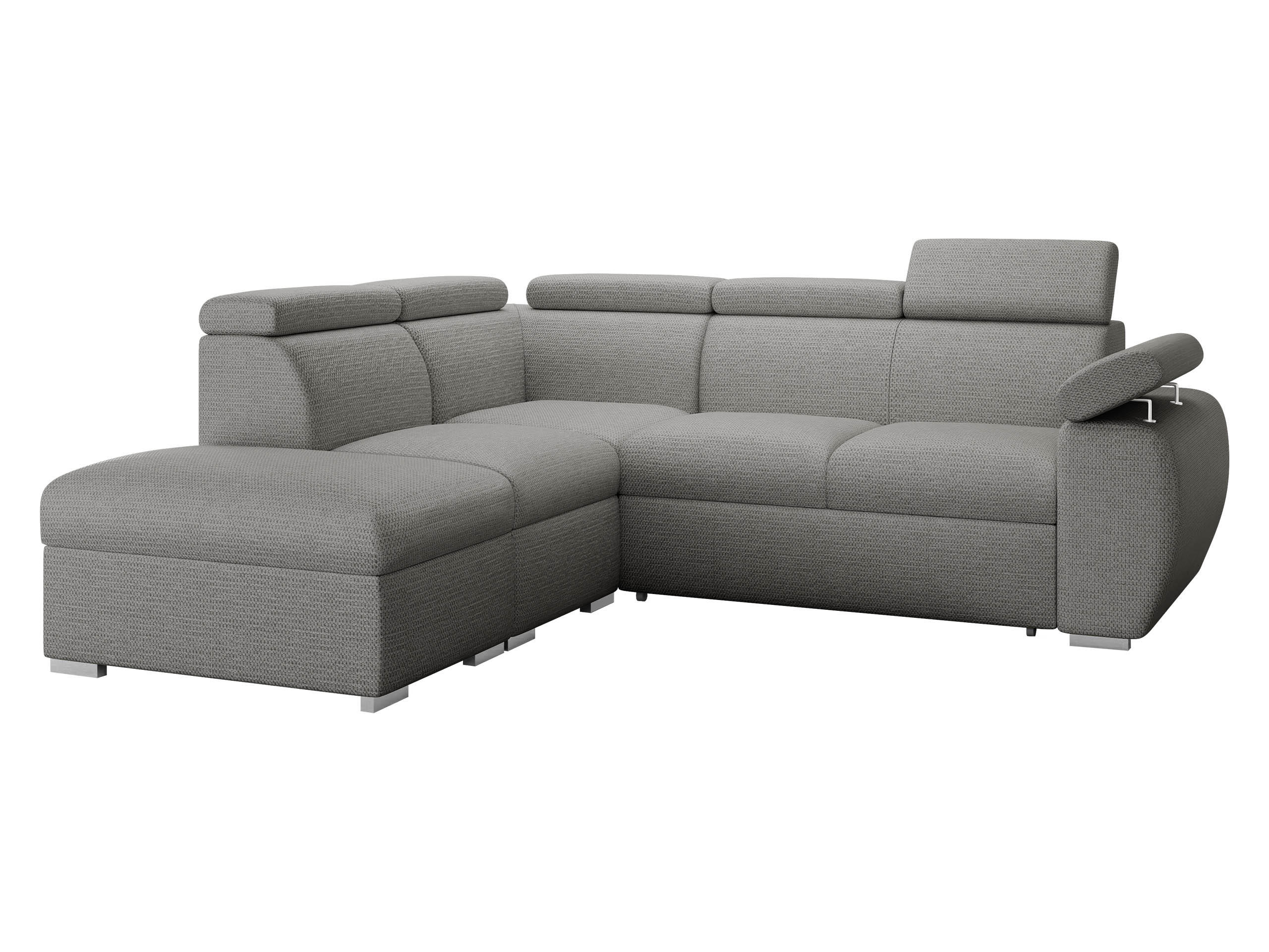 ECKSOFA Boston 2RR1P, Seite: Links PUFAP+R+1P(65)+2R - Greige/Silberfarben, Holz/Textil (260/230cm) - MIRJAN24