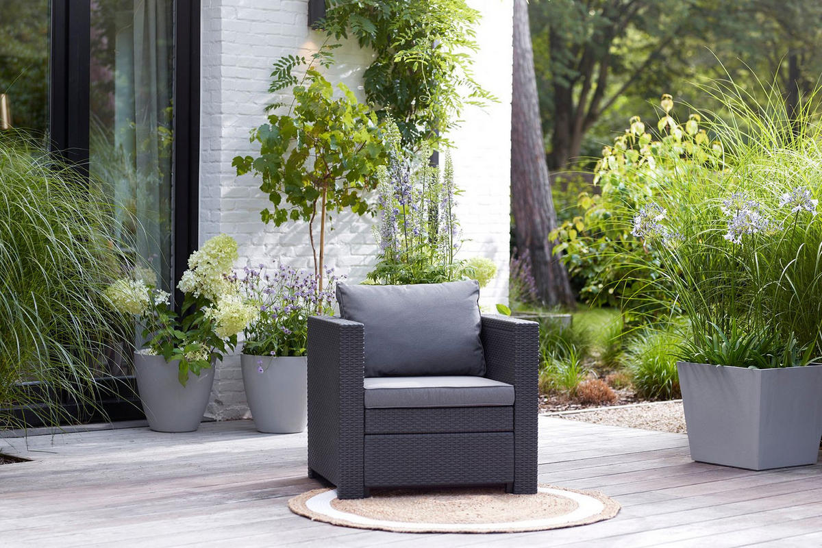 SESSEL Provence Kissen in anthrazit oder blau - Grau, Textil (700/380/740cm) - Keter