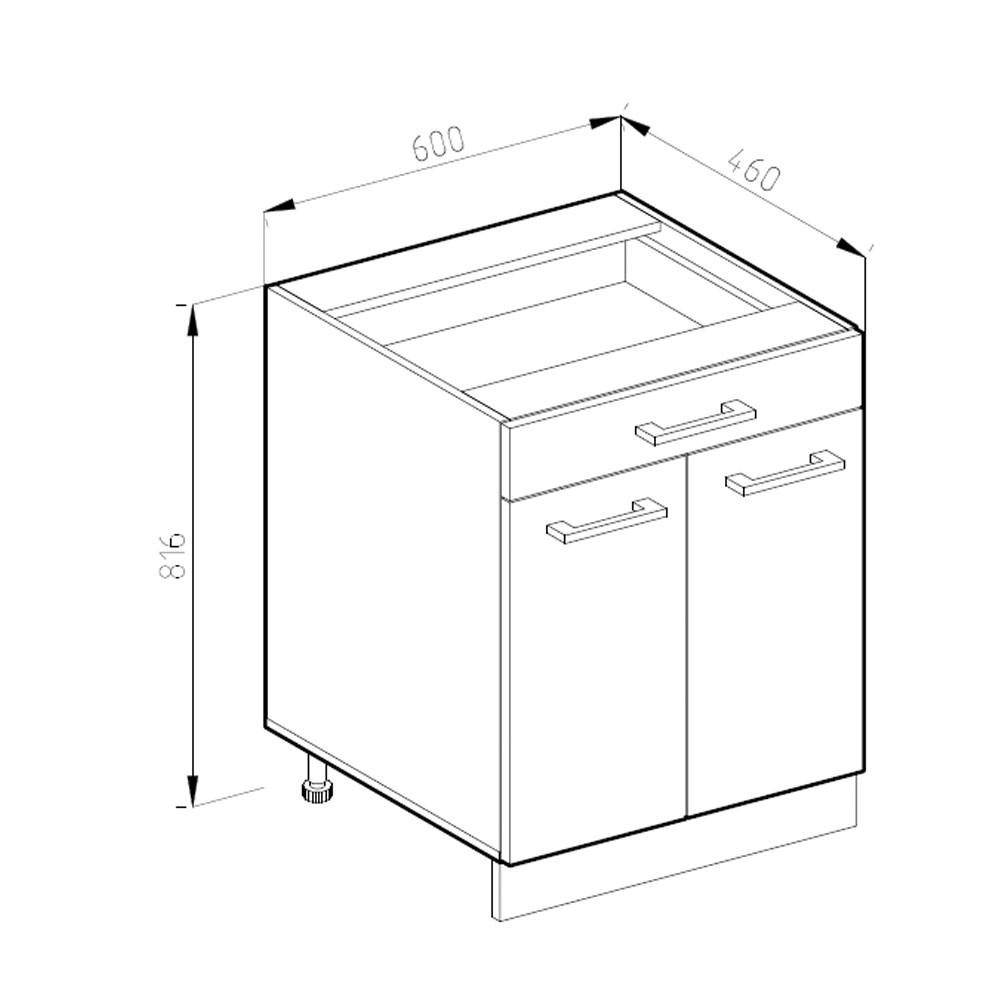 KÜCHENUNTERSCHRANK R-Line Weiß 60 cm, AP Eiche - Anthrazit/Weiß, Holzwerkstoff (60/81.6/60cm) - Vicco