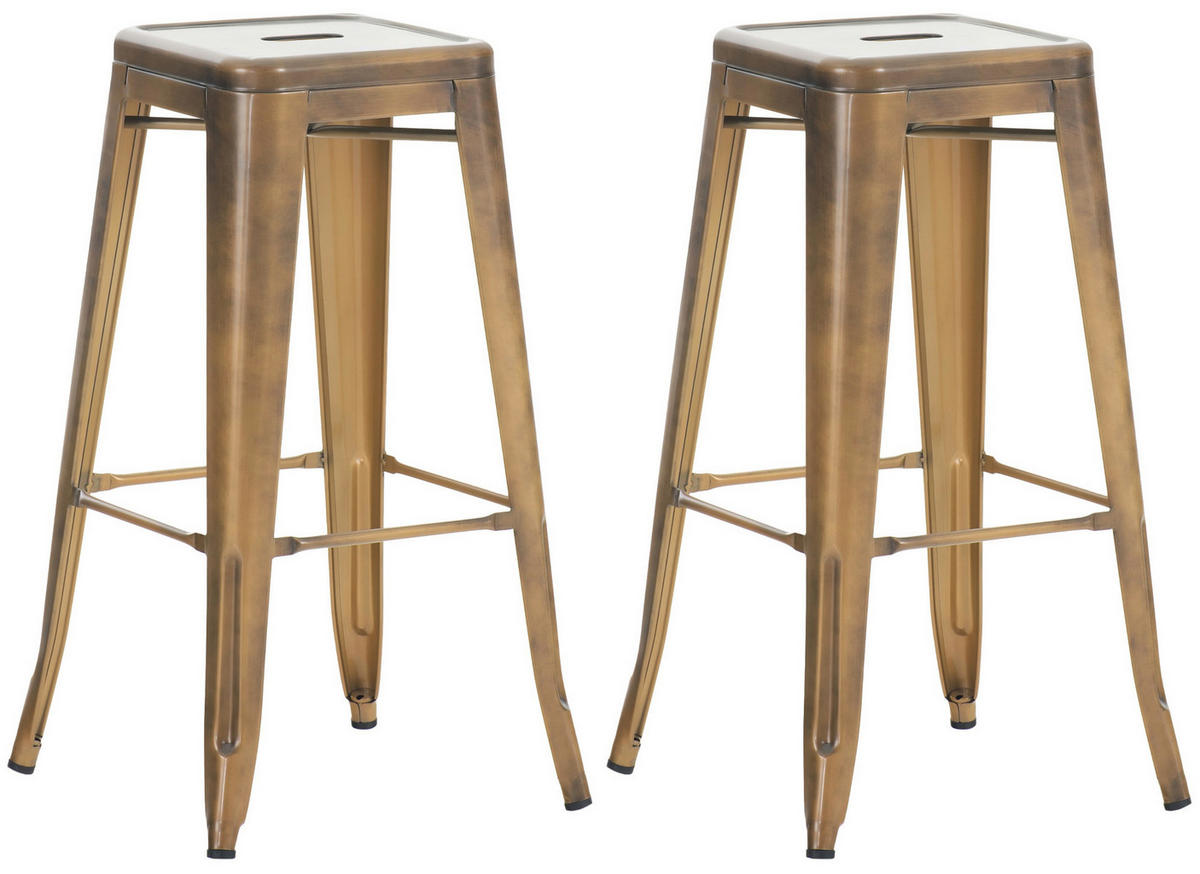 BARHOCKER 2er Set Metall gold - Goldfarben, Metall (43/76/43cm) - CLP