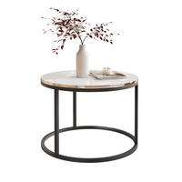 COUCHTISCH 60 cm rund Weiß Hochglanz + Gold, Schwarz Gestell - Weiß Hochglanz/Goldfarben, Holzwerkstoff (60/60/42cm) - Idohome